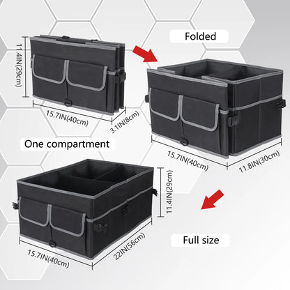 Auto Car Trunk Organizer - Multi-Compartments Collapsible Durable Suv Car Organizer
