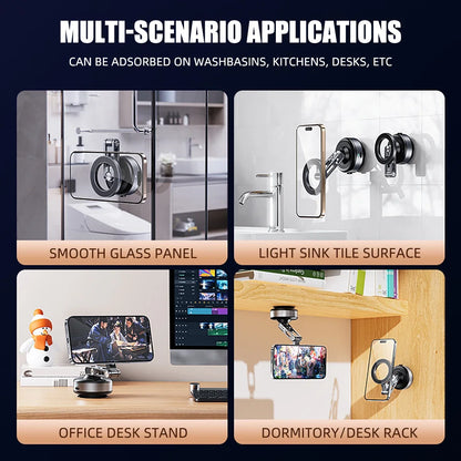 Strong Magnetic Car Phone Mount Electric Suction Cup Foldable 360 Rotatable Mobile Phone Holder Vacuum Adsorption Stable Phone