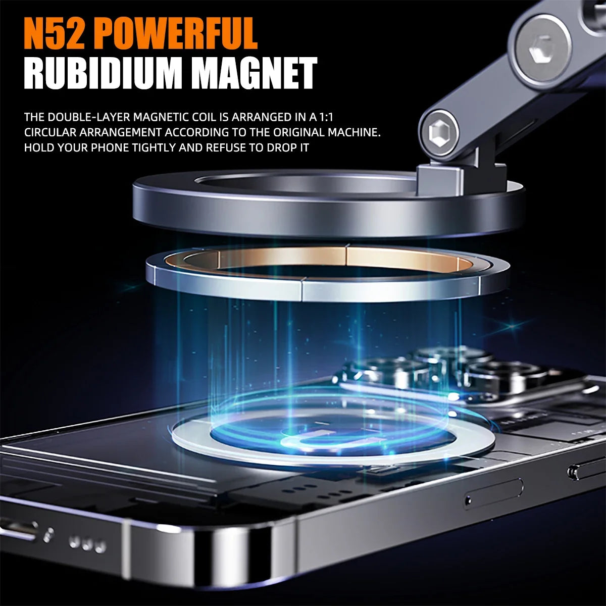 Strong Magnetic Car Phone Mount Electric Suction Cup Foldable 360 Rotatable Mobile Phone Holder Vacuum Adsorption Stable Phone