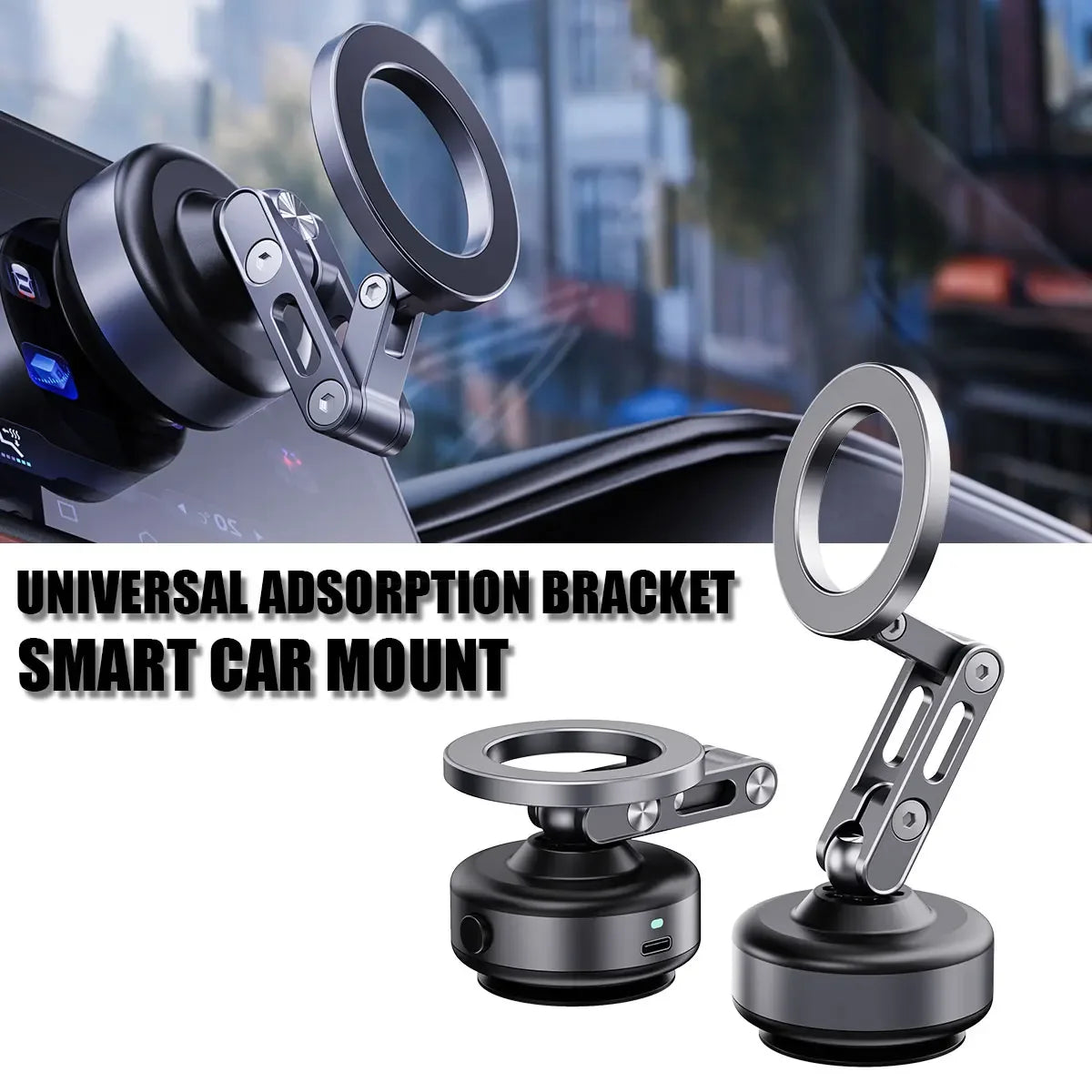 Strong Magnetic Car Phone Mount Electric Suction Cup Foldable 360 Rotatable Mobile Phone Holder Vacuum Adsorption Stable Phone