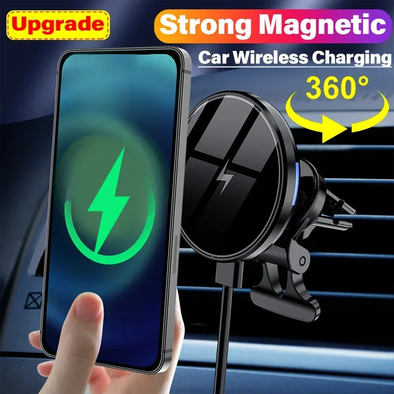 Magnetic Wireless Car Charger Mount for iPhone 12-17Pro Max Mini - Air Vent Phone Holder with Fast Charging Station