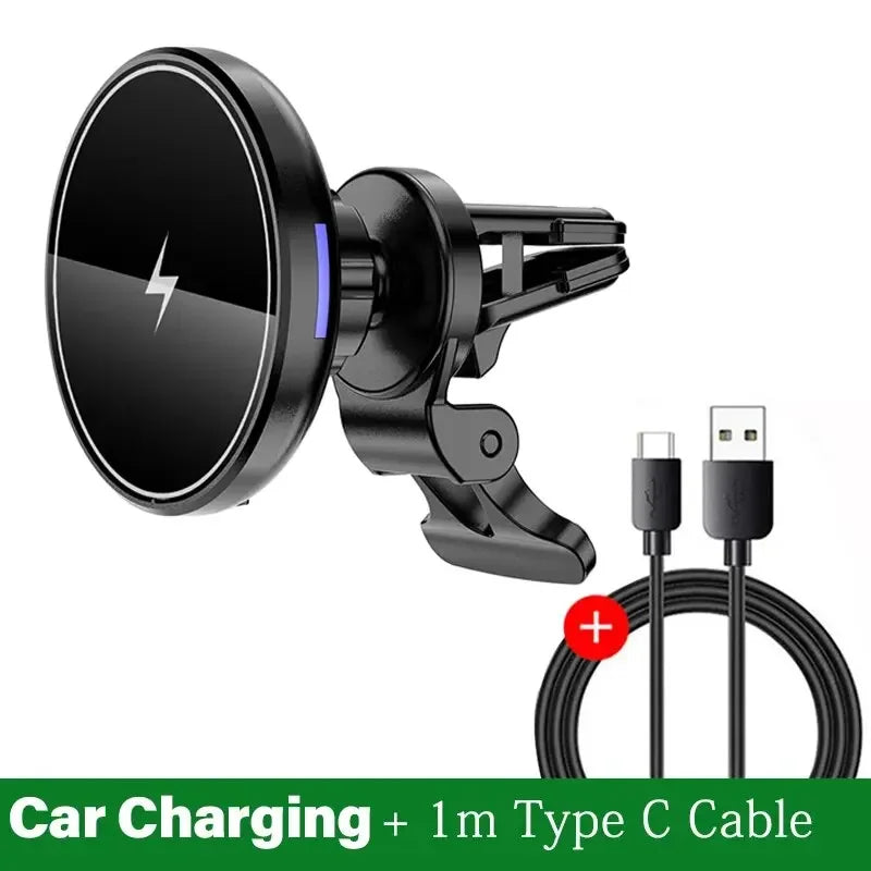 Magnetic Wireless Car Charger Mount for iPhone 12-17Pro Max Mini - Air Vent Phone Holder with Fast Charging Station