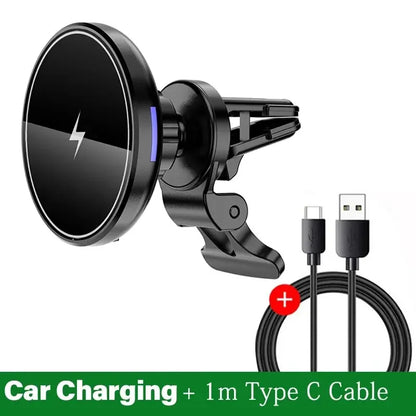 Magnetic Wireless Car Charger Mount for iPhone 12-17Pro Max Mini - Air Vent Phone Holder with Fast Charging Station