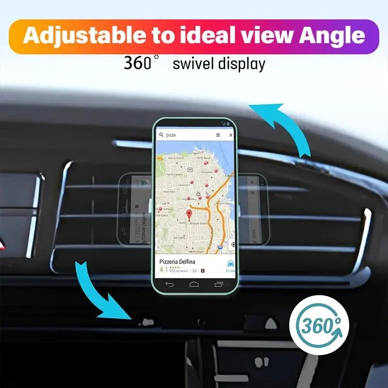 Magnetic Wireless Car Charger Mount for iPhone 12-17Pro Max Mini - Air Vent Phone Holder with Fast Charging Station