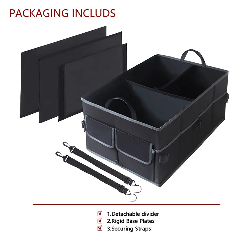 Auto Car Trunk Organizer - Multi-Compartments Collapsible Durable Suv Car Organizer