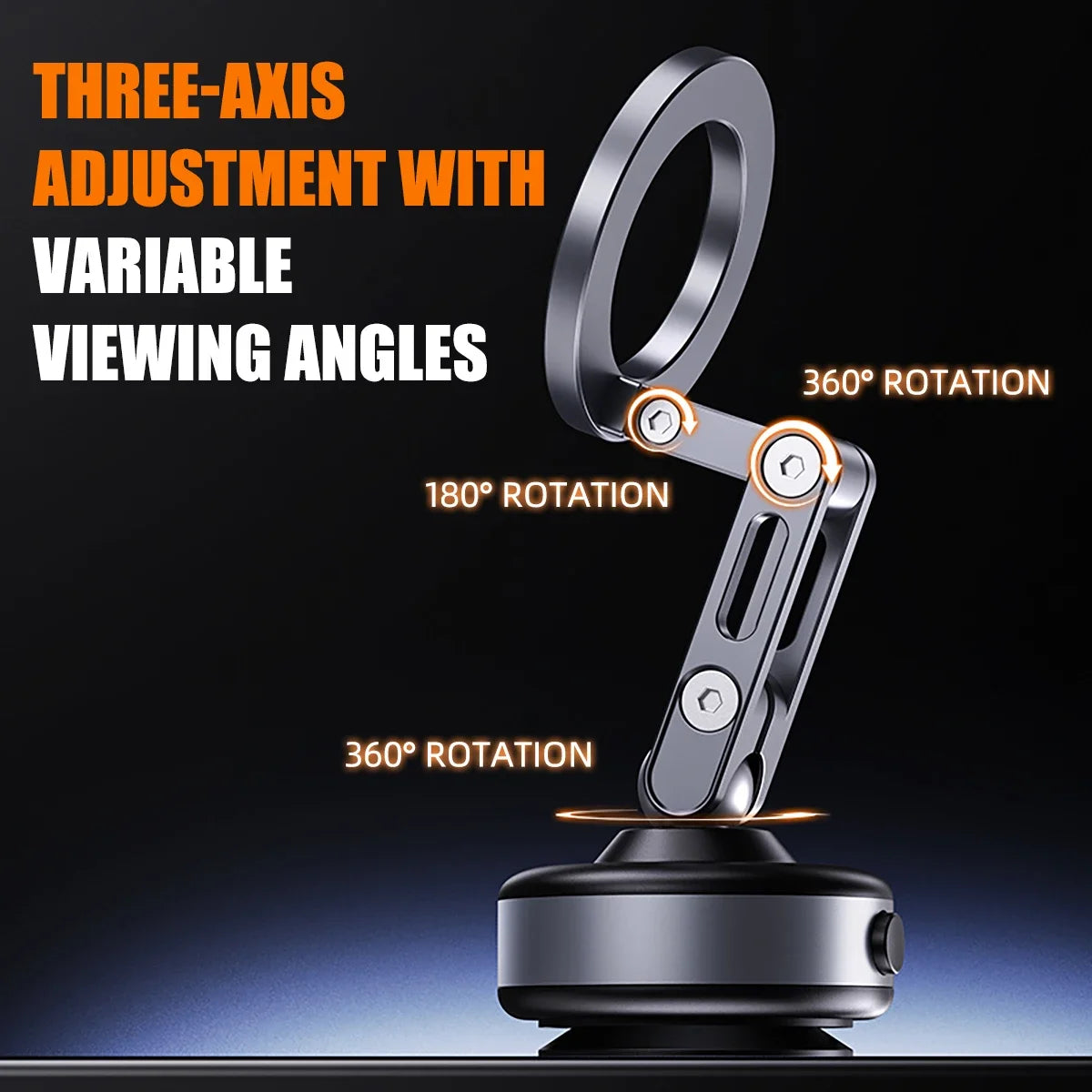 Strong Magnetic Car Phone Mount Electric Suction Cup Foldable 360 Rotatable Mobile Phone Holder Vacuum Adsorption Stable Phone
